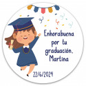 Adhesivo personalizado redondo de 5 cm para graduacion de niña