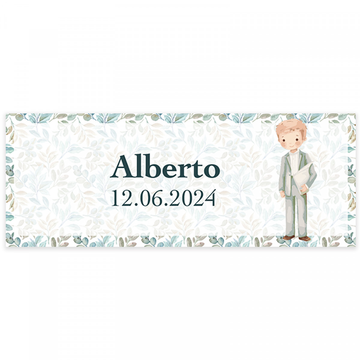 Adhesivo para botellas personalizado 13 x 5 cm comunión niño