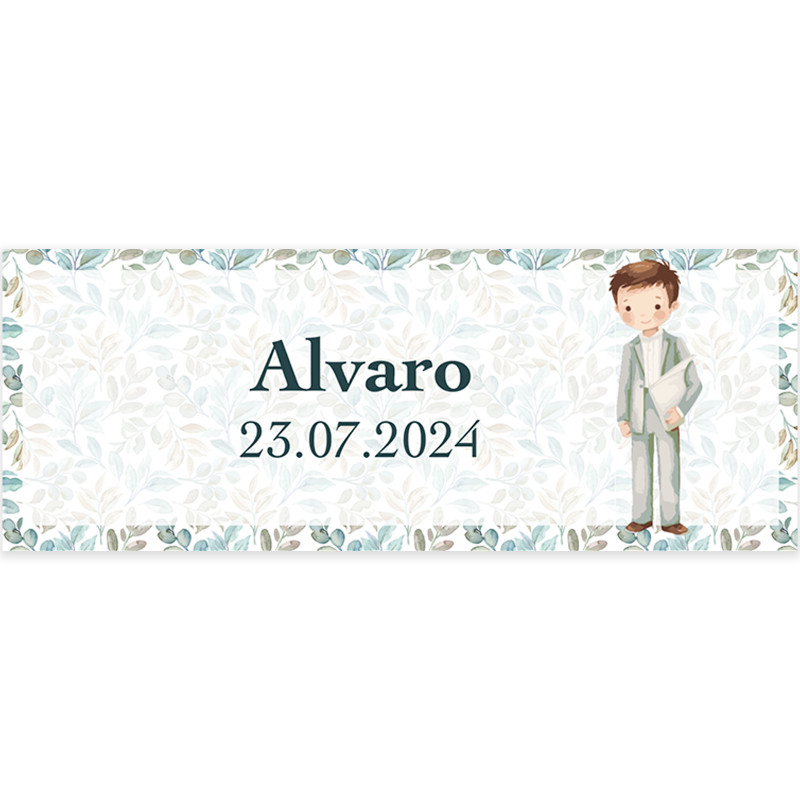Adhesivo personalizado comunión niño especial botellas