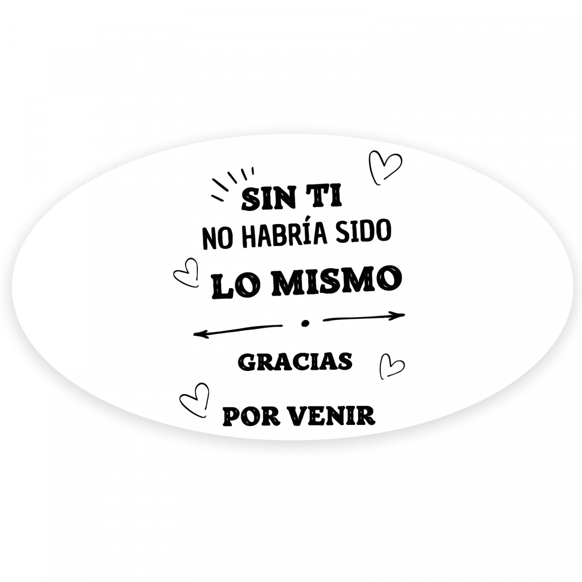 Adhesivo ovalado con frase de agradecimiento