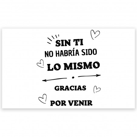 Adhesivo transparente con frase de agradecimiento 5 x 3 cm