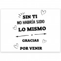 Adhesivo Sin ti no habría sido lo mismo Gracias por venir: 5x7cm Transparente
