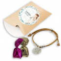Pulsera de la virgen maría con bombones en caja personalizada para comunión de niña