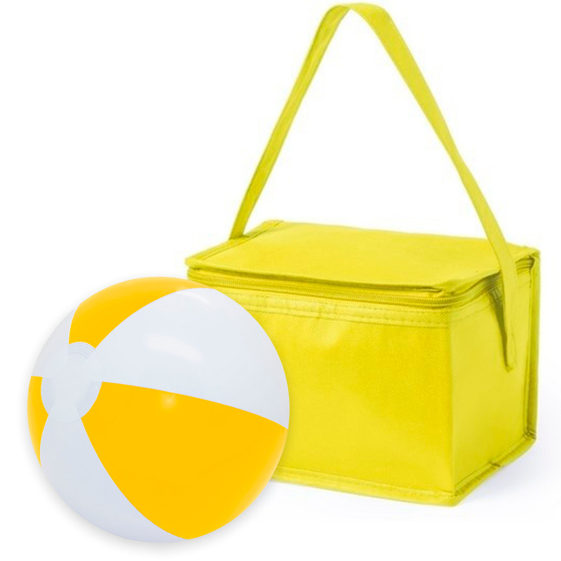Nevera portátil y pelota para playa