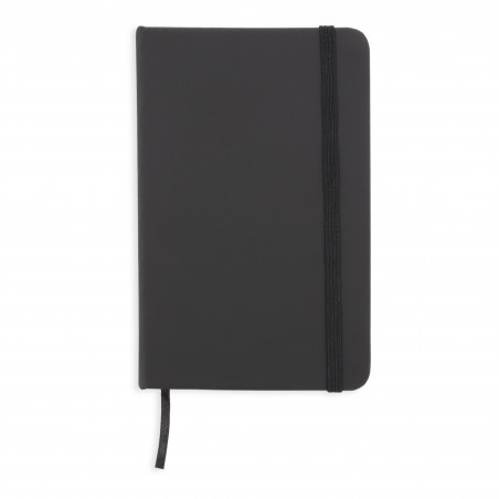 Libreta negra con hojas blancas con adhesivo de gratitud
