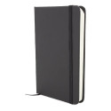 Libreta negra con hojas blancas con adhesivo de gratitud