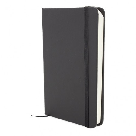 Libreta negra con hojas blancas con adhesivo de gratitud
