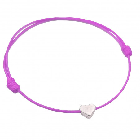 Pulsera corazón rosa con hilo en tarjeta personalizada