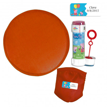 Frisbee de tela plegable con bolsa y adhesivo personalizado de Peppa Pig con pompero