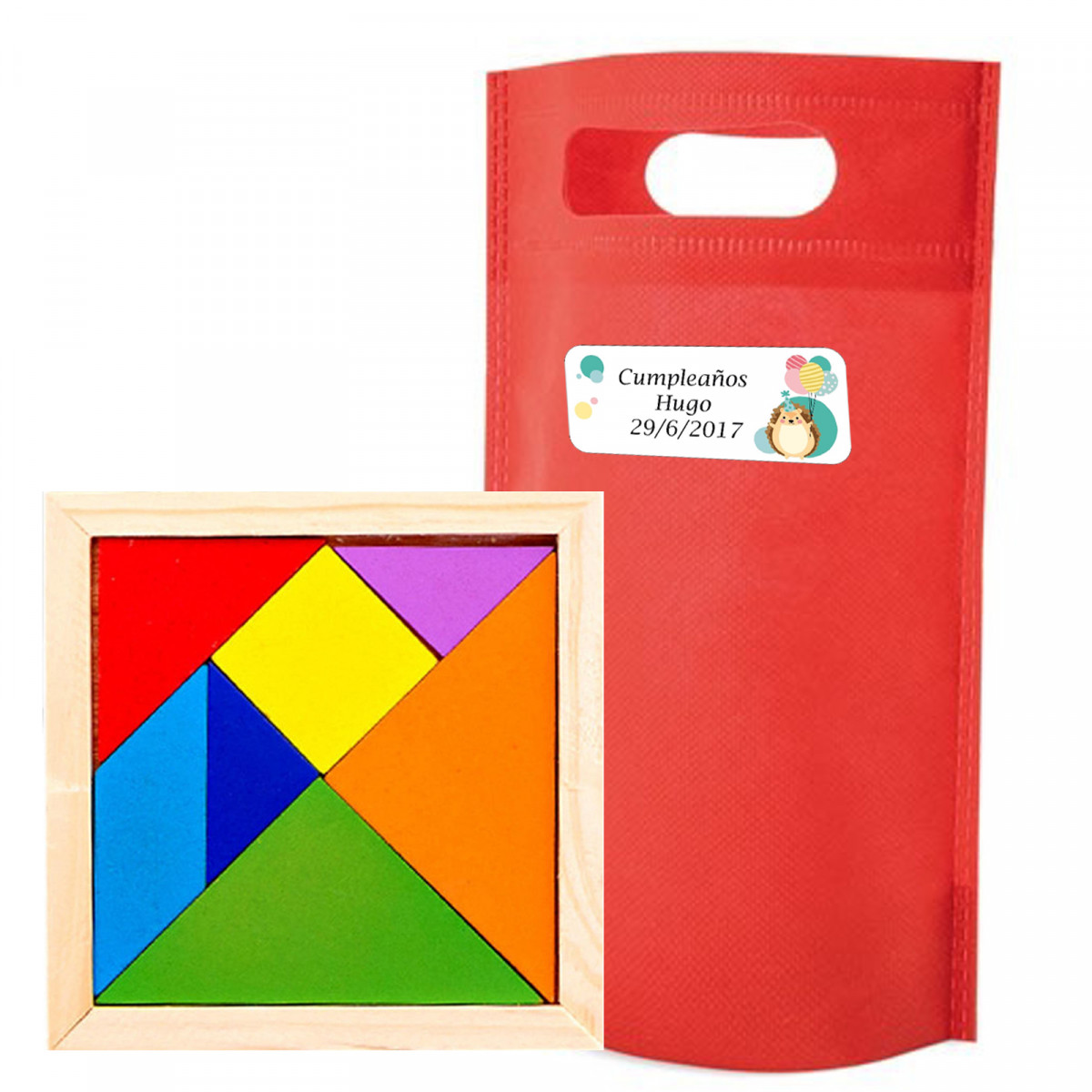 Tangram Para Ninos En Bolsa De Regalo Con Adhesivo Para Personalizar