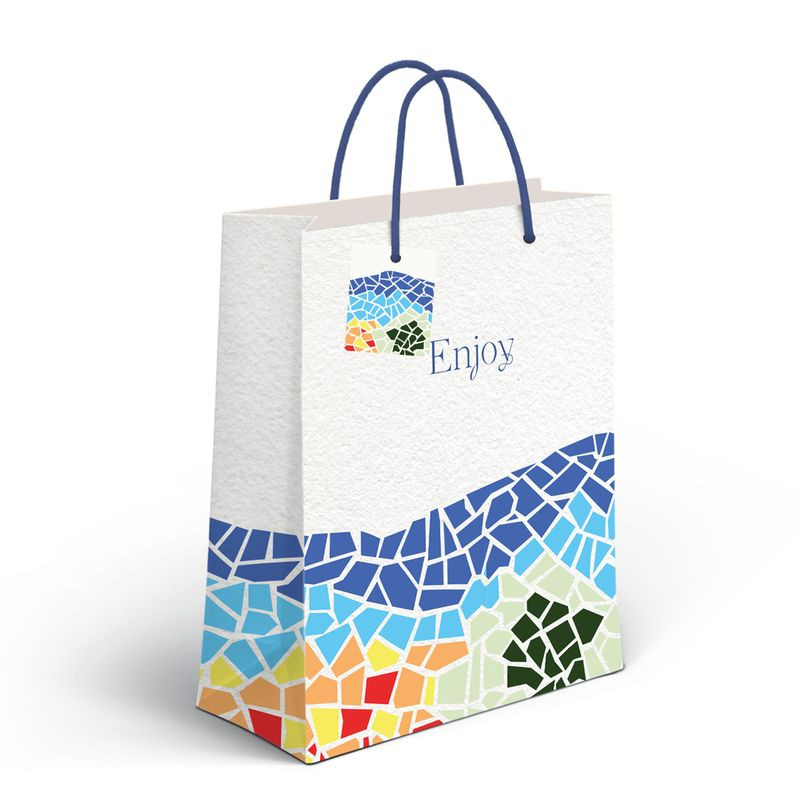 Bolsa de papel motivo mosaico de colores