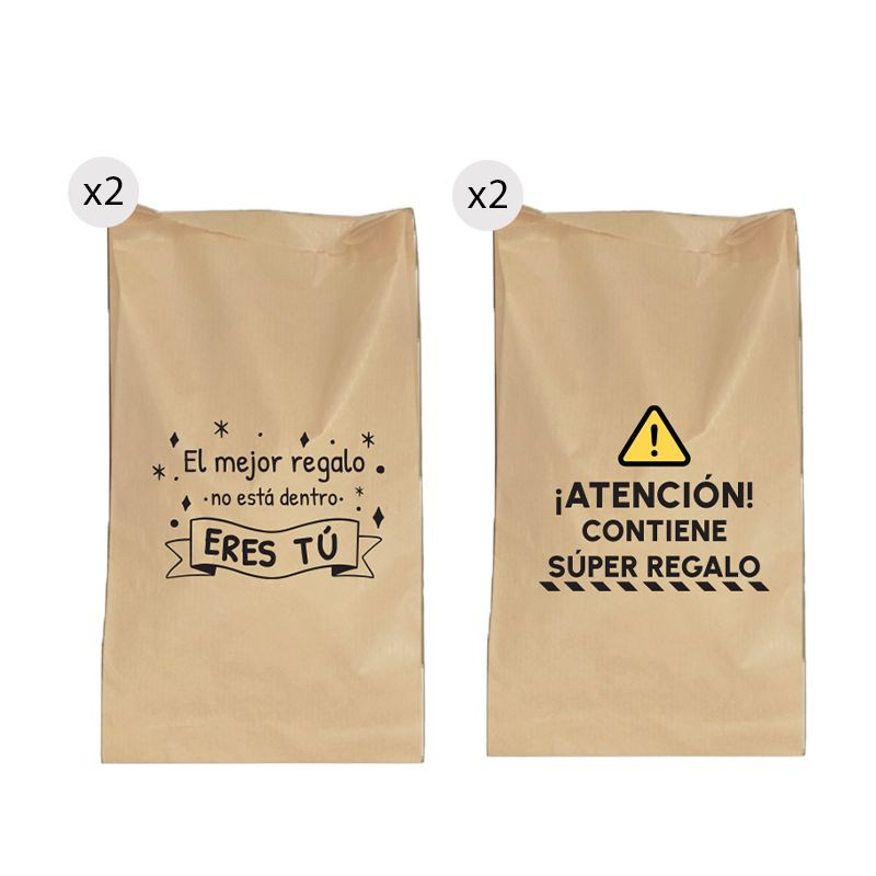 Sobres de papel con frase divertida en pack de 4 unidades
