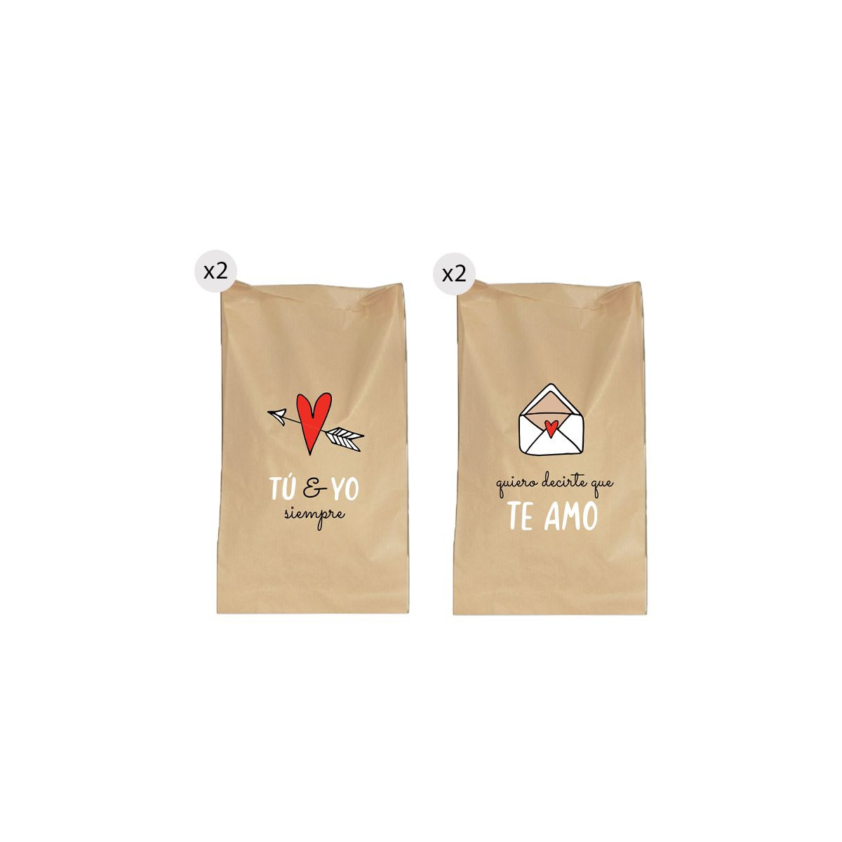 Sobres con mensaje de amor en pack de 4 unidades 20 x 30 cm