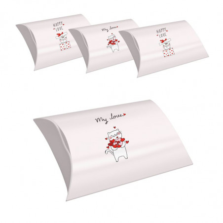 Set de 4 cajas tamaño S de gatitos con frases amorosas