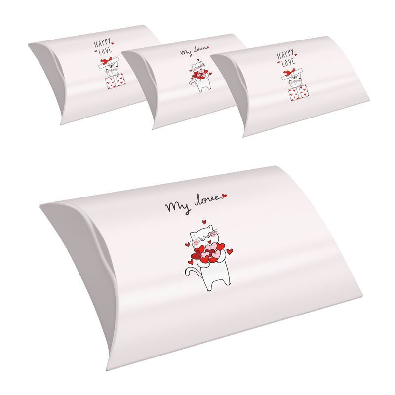 Set de 4 cajas tamaño M de gatitos con frases amorosas