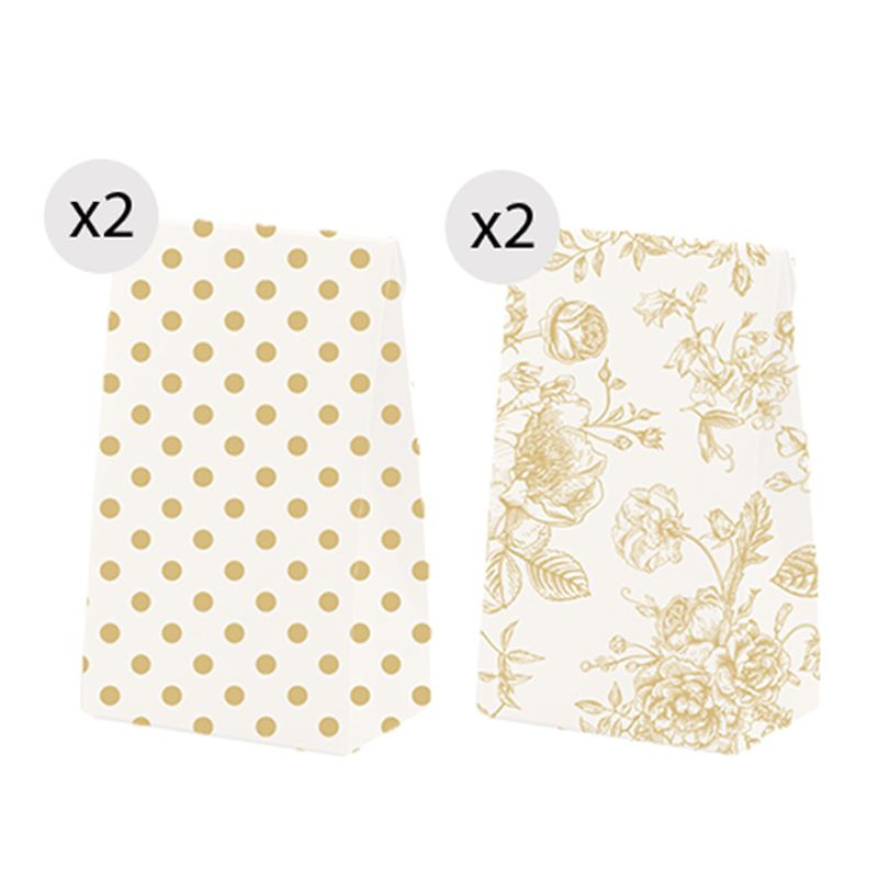 Set de 4 bolsas con dos diseños diferentes para presentación tamaño S