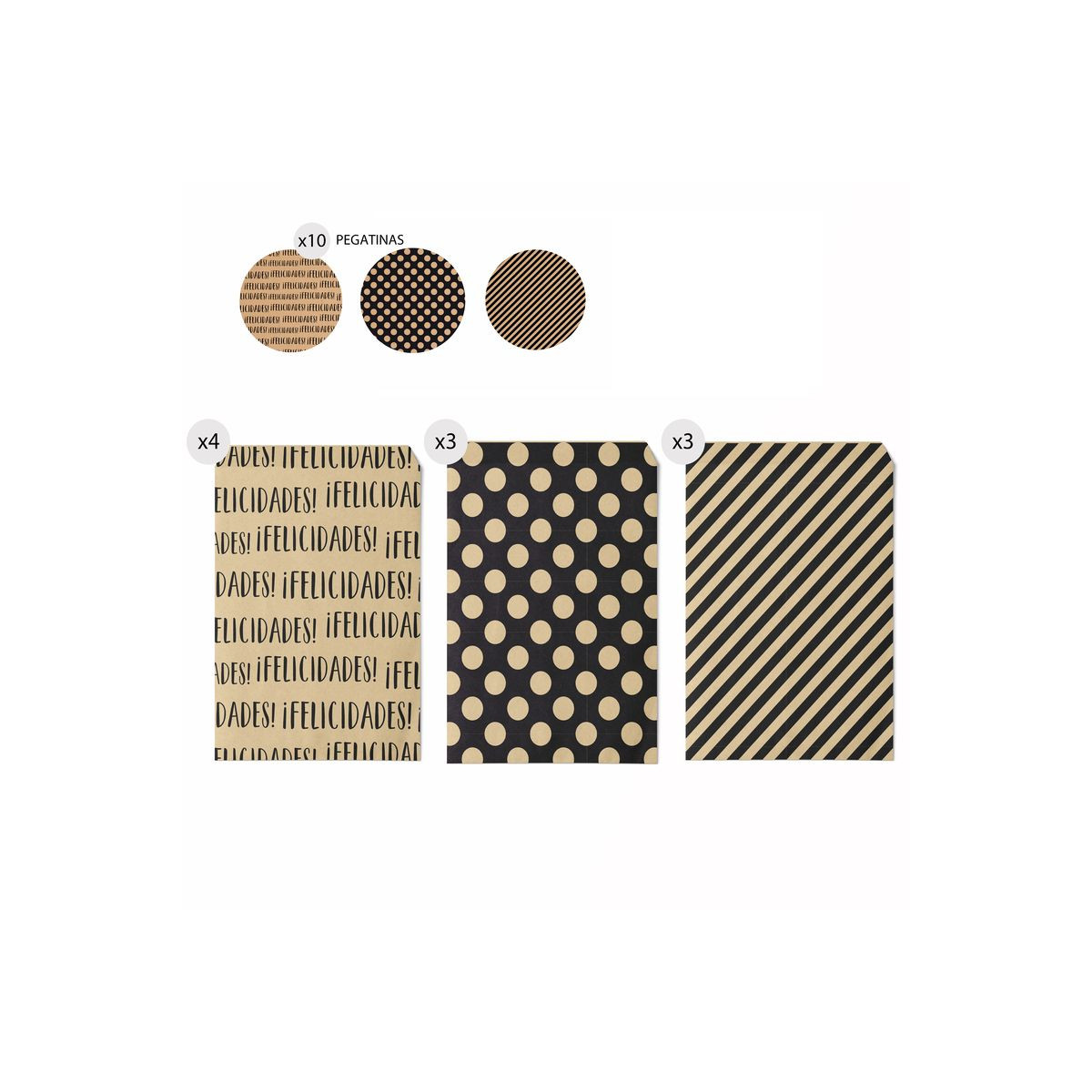 Set de 10 sobres de regalo kraft elegantes