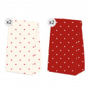 Set de 4 bolsas con corazones rojos y blancos tamaño M