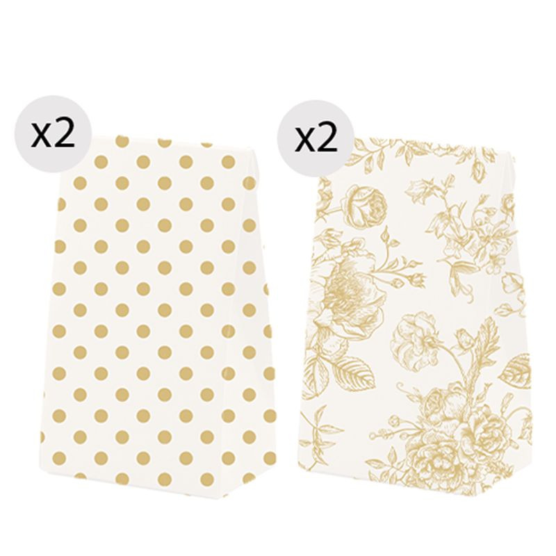 Set de 4 bolsas con dos diseños diferentes para presentación tamaño M