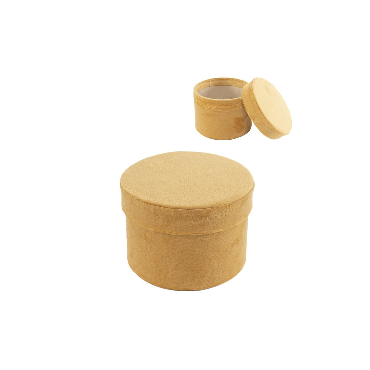 Caja de terciopelo mostaza con tapa
