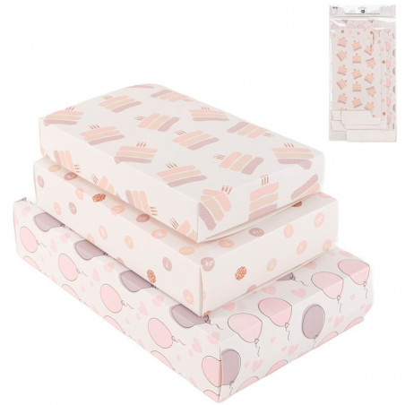Cajas en set de tres en tonos pastel