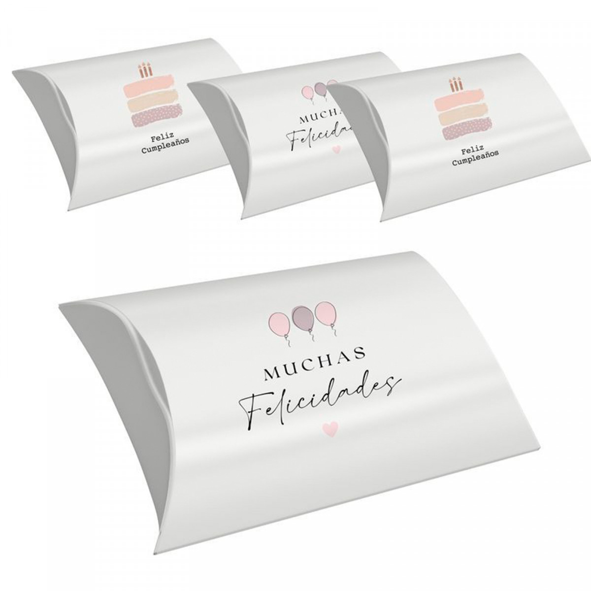 Cajas con mensaje en pack de 4 feliz cumpleaños