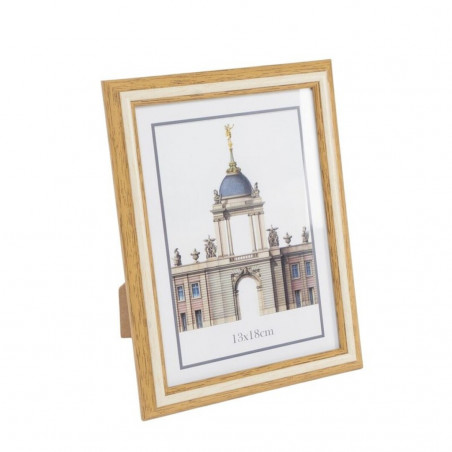 Portafotos 13x18 de madera bicolor natural y blanco