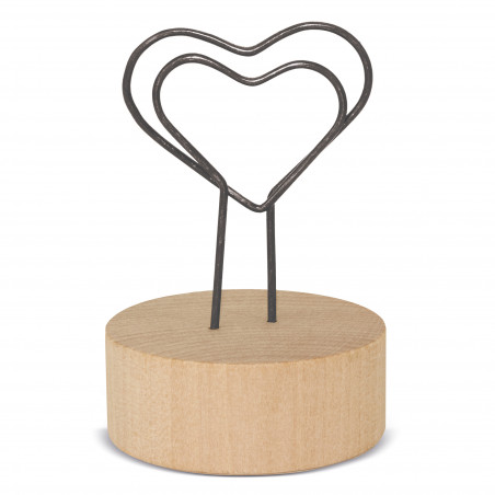 Portanotas con corazón y base de madera Detalle elegante para eventos