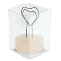 Portanotas con corazón y base de madera Detalle elegante para eventos