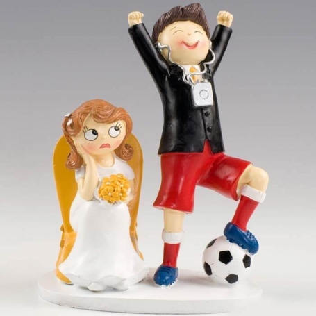 Figura de novios fútbol para tarta de boda originales