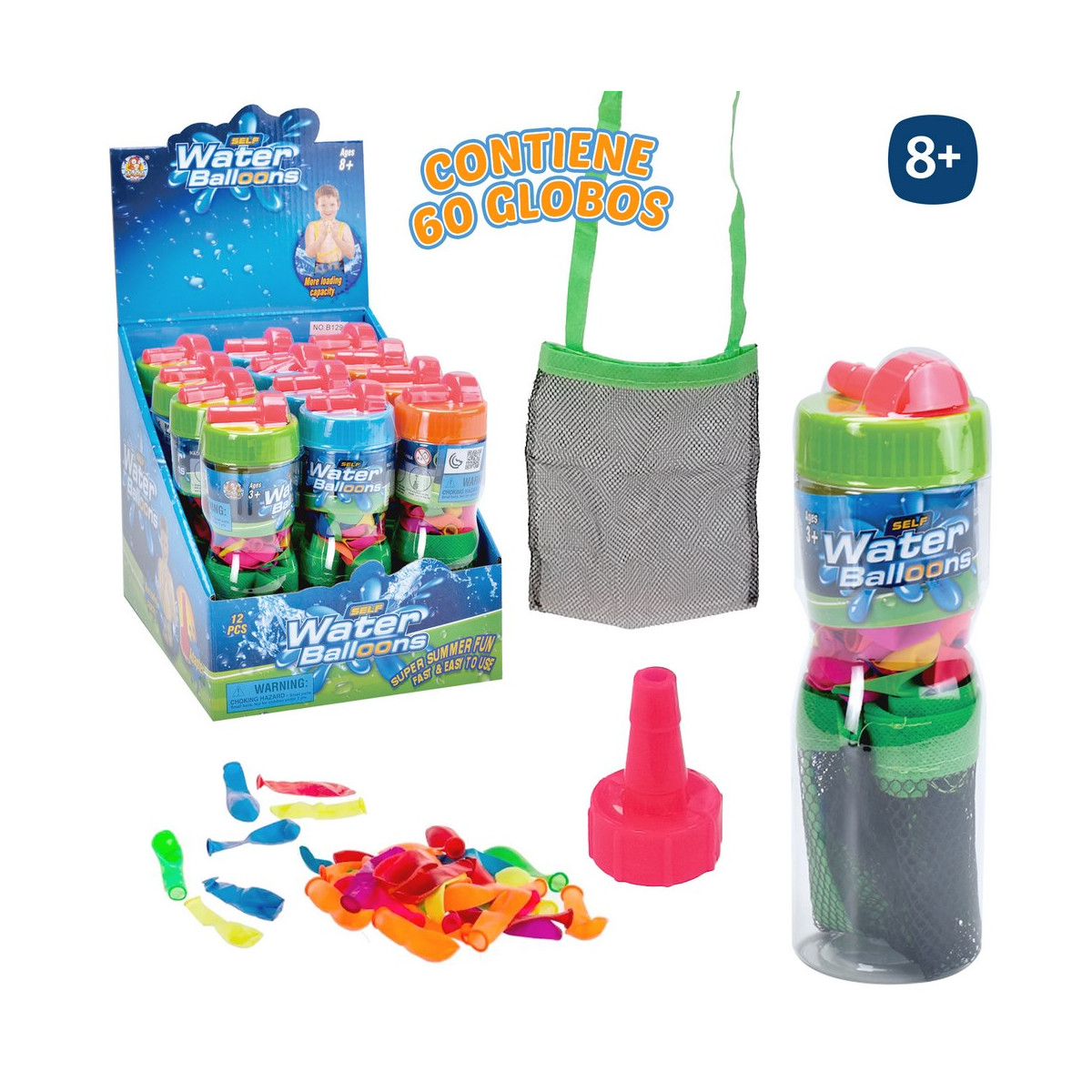 Set de globos de agua de colores con bolsa para detalles niños