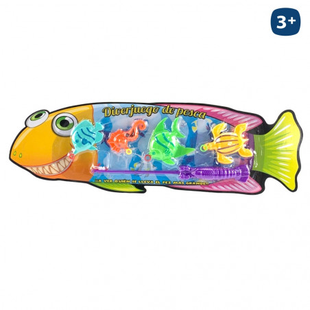 Juego de pesca de plastico para niños con caña de pescar y animales marinos