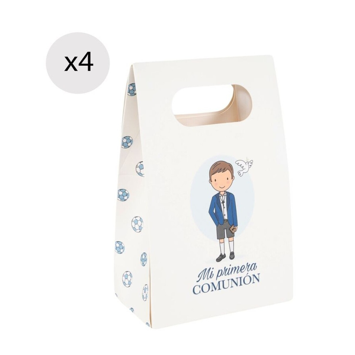 Set de 4 cajas de cartón con asa de comunión niño
