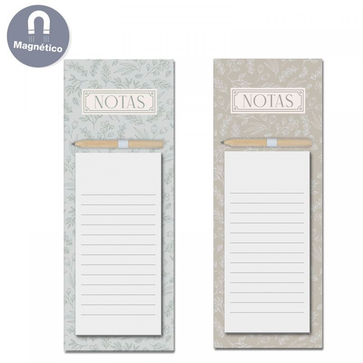 Bloc de notas vintage con imán y lápiz para detalles