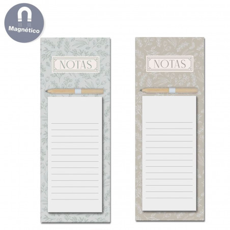 Bloc de notas vintage con imán y lápiz para detalles