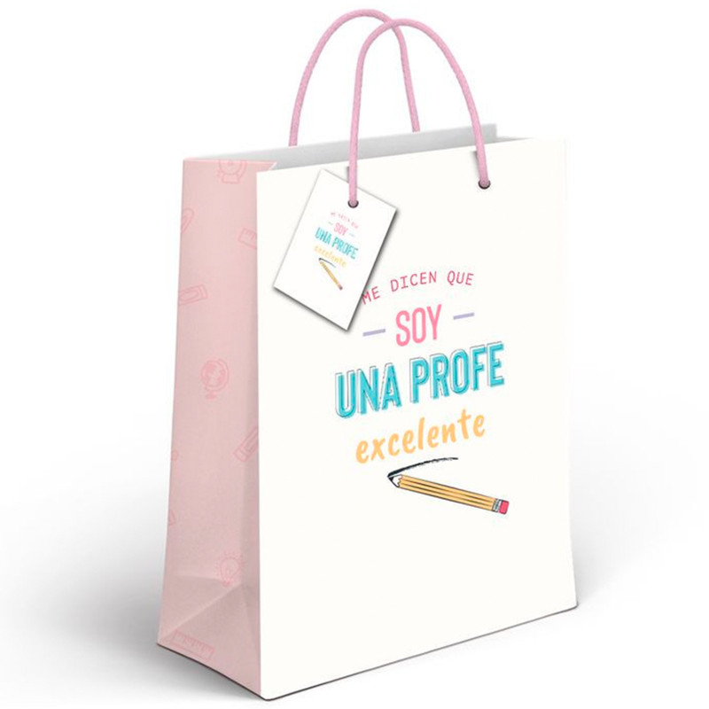 Bolsa de papel con mensaje para profesores