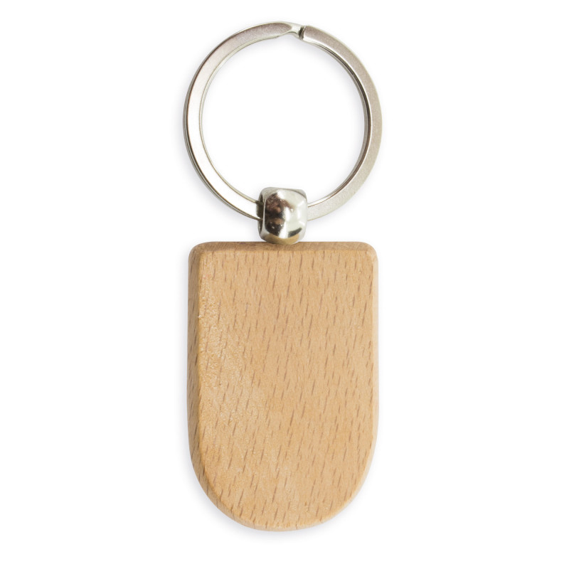 Llavero de madera con forma de escudo para regalar