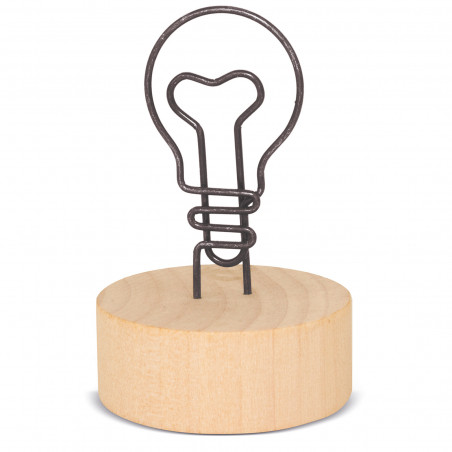Portanotas de Madera con Clip en Forma de Bombilla Detalle Original y Práctico