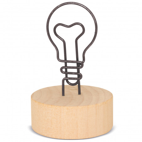 Portanotas de Madera con Clip en Forma de Bombilla Detalle Original y Práctico