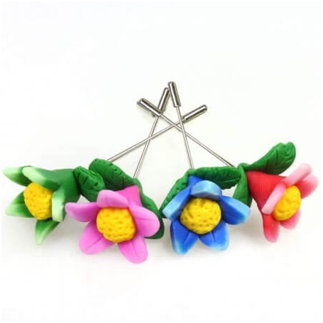 Alfiler flor fimo