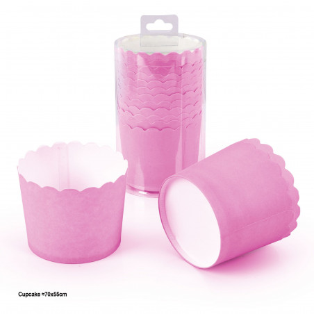 Molde de cupcakes color rosa 12 unidades