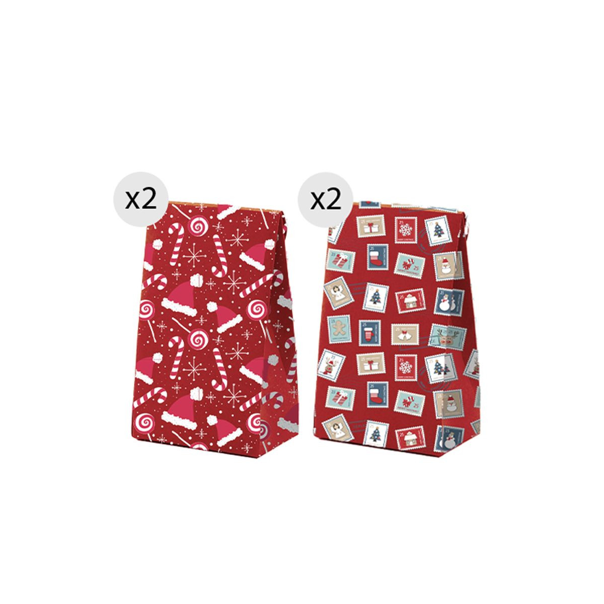 Bolsas de navidad 4 unidades 18x23cm rojas