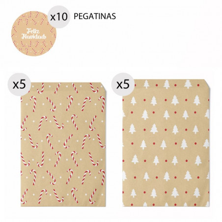 Sobres para Navidad de papel kraft 10 unidades 13x16