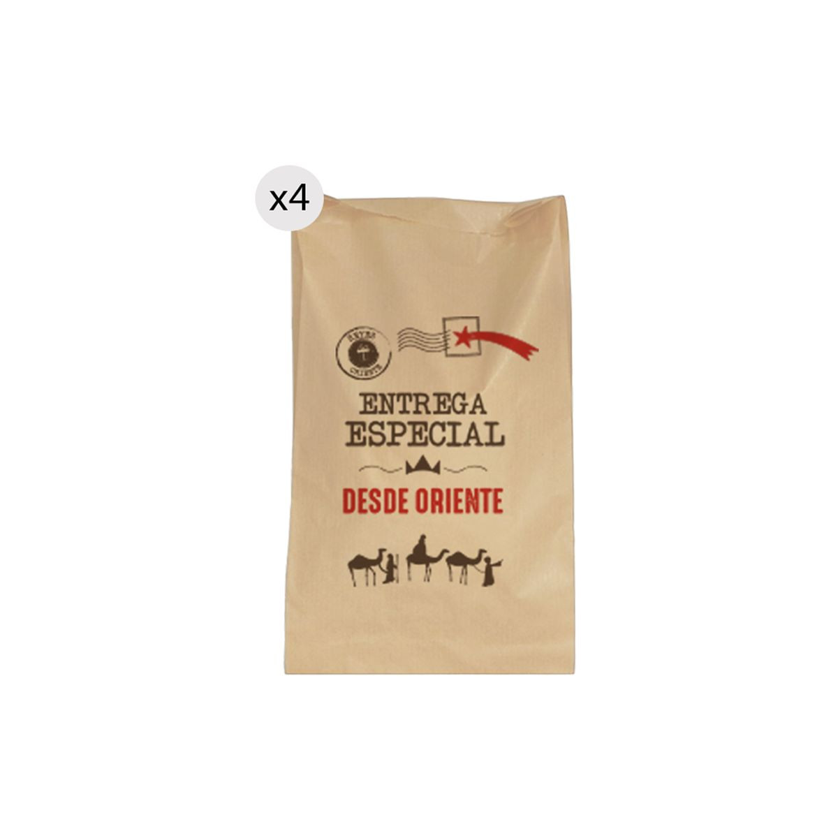 Sobres de 25x40 para Navidad de papel kraft 4 unidades Reyes Magos
