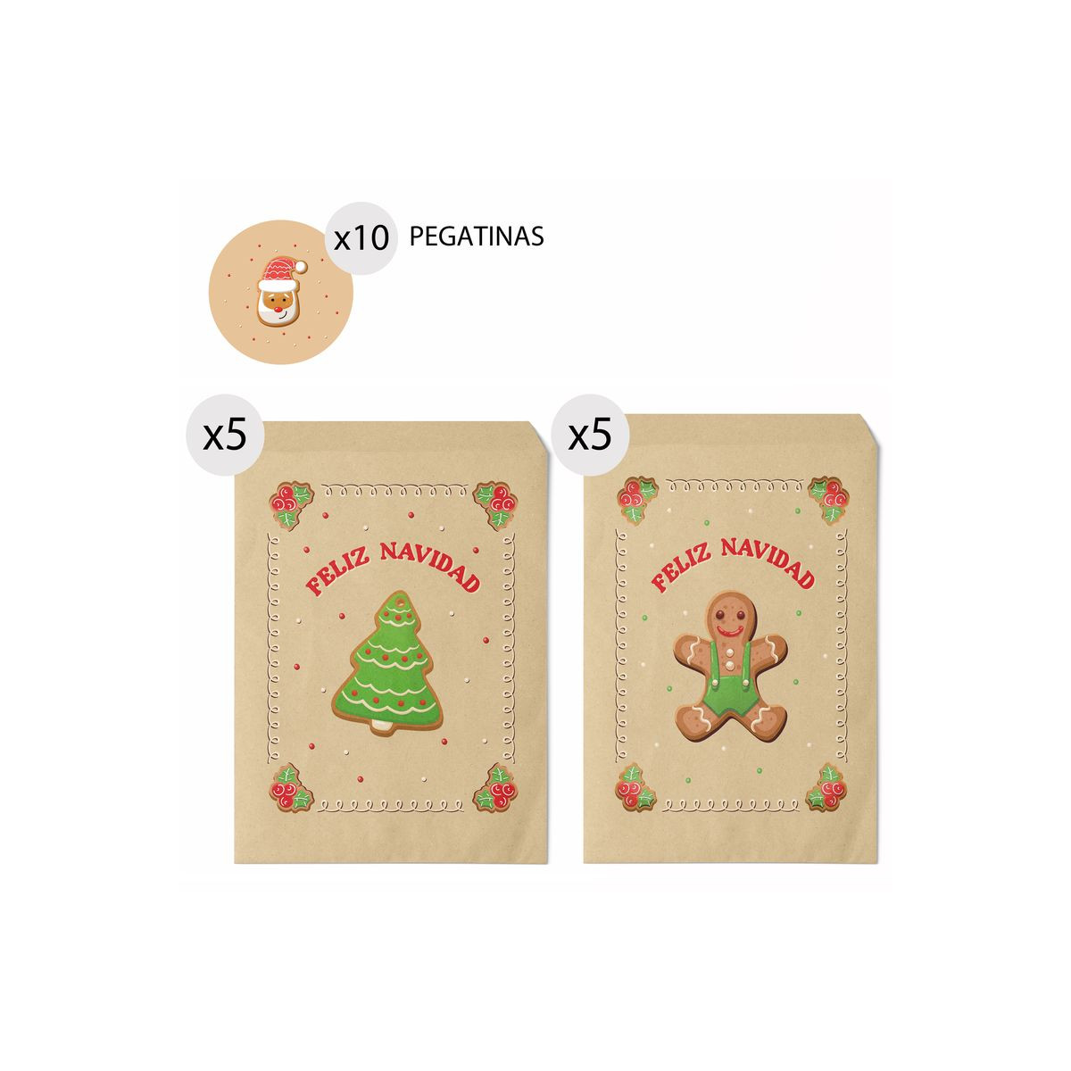 Sobres de 16x24 para Navidad Sweet Christmas 10 unidades