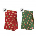Bolsas para navidad 4 unidades 11.5x14cm verde y roja con motivos