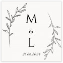 Adhesivo 5 x 5 cm personalizado con iniciales para bodas