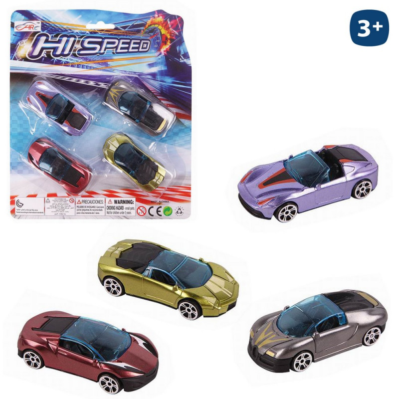 Coches metalizados estilo deportivo set de 4 modelos