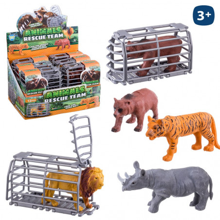 Figura de animal con jaula rescat para niños y niñas