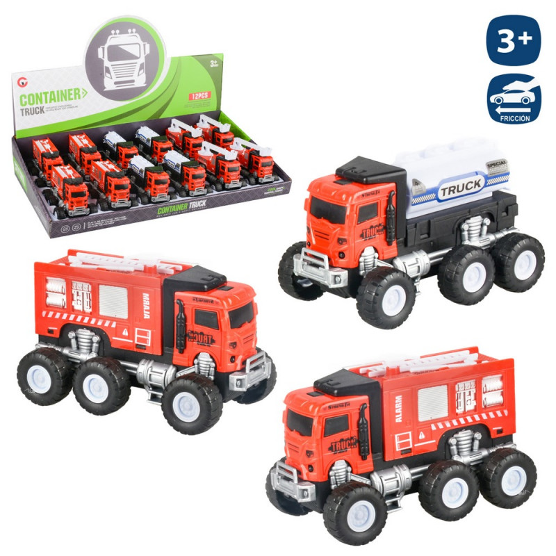 Camión De Juguete Bomberos Con Mega Ruedas Fricción